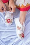 The Saree Sneakers_Red Embellished Floral Sneakers _Online_at_Aza_Fashions