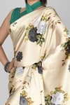 Buy_Nazaakat by Samara Singh_Beige Satin Printed Floral Saree_Online_at_Aza_Fashions