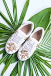 Buy_The Saree Sneakers_White Embellished Floral Embroidered Sneakers_at_Aza_Fashions