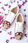 Buy_The Saree Sneakers_White Embellished Floral Embroidered Sneakers _Online_at_Aza_Fashions