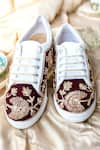 Shop_The Saree Sneakers_White Embellished Floral Embroidered Sneakers _Online_at_Aza_Fashions