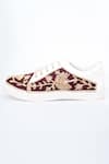 The Saree Sneakers_White Embellished Floral Embroidered Sneakers _at_Aza_Fashions