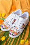 The Saree Sneakers_White Embroidered Sneakers _at_Aza_Fashions