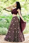 Salt and Spring_Purple Chanderi And Crepe Embroidered Jaal One Lehenga & Draped Blouse Set _Online_at_Aza_Fashions