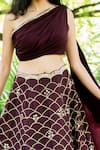 Salt and Spring_Purple Chanderi And Crepe Embroidered Jaal One Lehenga & Draped Blouse Set _at_Aza_Fashions