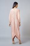 Shop_Scarlet Sage_Pink Polyester Metallic Fringe Dress_at_Aza_Fashions