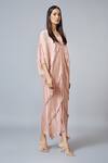 Scarlet Sage_Pink Polyester Metallic Fringe Dress_Online_at_Aza_Fashions
