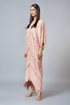Shop_Scarlet Sage_Pink Polyester Metallic Fringe Dress_Online_at_Aza_Fashions