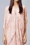 Scarlet Sage_Pink Polyester Metallic Fringe Dress_at_Aza_Fashions