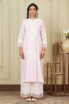 Sheetal Batra_Pink Kurta Silk Chanderi Palazzo Cambric Dori Work Mandarin Banafsha And Set _Online_at_Aza_Fashions