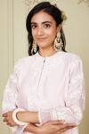 Shop_Sheetal Batra_Pink Kurta Silk Chanderi Palazzo Cambric Dori Work Mandarin Banafsha And Set _Online_at_Aza_Fashions