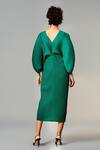 Shop_Scarlet Sage_Green Polyester Aika Monotone Dress_at_Aza_Fashions
