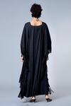 Shop_Scarlet Sage_Black Pleated Fringe Kaftan_at_Aza_Fashions