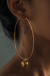 Buy_The Slow Studio_Gold Plated Handcrafted Ball Drop Hoops _at_Aza_Fashions