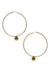 Shop_The Slow Studio_Gold Plated Handcrafted Ball Drop Hoops _at_Aza_Fashions