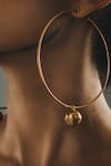 The Slow Studio_Gold Plated Handcrafted Ball Drop Hoops _Online_at_Aza_Fashions