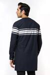Buy_MR. Ajay Kumar_Black Cotton Printed Motif And Striped Luxe T-shirt _Online_at_Aza_Fashions