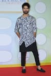 Buy_Mr. Ajay Kumar_Black 100% Luxe Cotton Asymmetric Printed Kurta  _at_Aza_Fashions