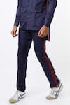 MR. Ajay Kumar_Navy Cotton Satin Multi Pocket Safari Shirt And Pant Set _at_Aza_Fashions