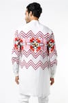 Buy_MR. Ajay Kumar_White Linen Printed Kurta Style Shirt _Online_at_Aza_Fashions