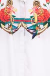 MR. Ajay Kumar_White Cotton Floral Motifs Shirt Band Collar Printed Dress _at_Aza_Fashions