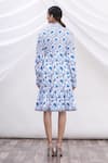 Shop_MR. Ajay Kumar_White Cotton Floral Motifs Shirt Band Collar Printed Dress _at_Aza_Fashions