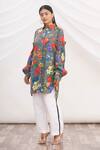 Buy_MR. Ajay Kumar_Multi Color Cotton Satin Printed Collared Neck Shirt  _Online_at_Aza_Fashions