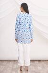 Shop_MR. Ajay Kumar_Blue 100% Luxe Cotton Printed V Neck Top And Pant Set  _at_Aza_Fashions