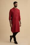 Philocaly_Red 50% Cotton Silk Kurta _Online_at_Aza_Fashions