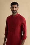 Buy_Philocaly_Red 50% Cotton Silk Kurta _Online_at_Aza_Fashions