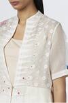 House Of Three_White Jamdani Overlay Jacket_at_Aza_Fashions