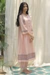 Shivani Bhargava_Pink Chanderi Round Kurta Set _Online_at_Aza_Fashions