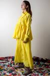 Shop_Ka-Sha_Yellow Linen Tunic Pant Set_at_Aza_Fashions