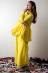 Ka-Sha_Yellow Linen Tunic Pant Set_Online_at_Aza_Fashions