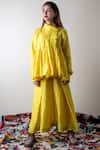 Buy_Ka-Sha_Yellow Linen Tunic Pant Set_Online_at_Aza_Fashions