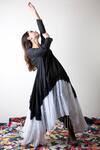 Ka-Sha_Black Handloom Cotton Asymmetric Dyed Dress_Online_at_Aza_Fashions