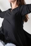 Shop_Ka-Sha_Black Handloom Cotton Asymmetric Dyed Dress_Online_at_Aza_Fashions
