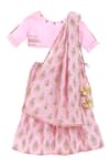 Buy_Mi Dulce An'ya_Pink Organic Cotton Printed Lehenga Set For Girls_at_Aza_Fashions