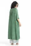 Shop_THREE_Green Cotton Silk Midi Dress_at_Aza_Fashions