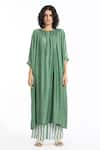 Shop_THREE_Green Cotton Silk Midi Dress_Online_at_Aza_Fashions