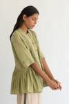Cord_Green Cotton Smocked Top_Online_at_Aza_Fashions