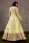 Shop_Siddartha Tytler_Green Organza Mandarin Collar Applique Jacket Lehenga Set _at_Aza_Fashions