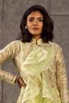 Siddartha Tytler_Green Organza Mandarin Collar Applique Jacket Lehenga Set _Online_at_Aza_Fashions