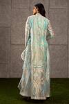 Shop_Siddartha Tytler_Blue Organza Open Floral Applique Jacket  _at_Aza_Fashions