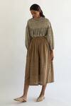 Buy_Cord_Beige 100% Cotton Midi Skirt _at_Aza_Fashions