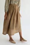 Shop_Cord_Beige 100% Cotton Midi Skirt _at_Aza_Fashions