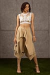 Buy_Siddartha Tytler_Beige Knitted Draped Dhoti Pant  _at_Aza_Fashions