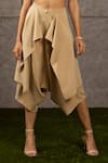 Siddartha Tytler_Beige Knitted Draped Dhoti Pant  _Online_at_Aza_Fashions