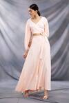 Buy_Khwaab by Sanjana Lakhani_Peach Rayon Flared Pant Set_Online_at_Aza_Fashions