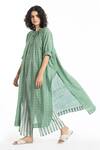 THREE_Green Handwoven Checkered Tunic_Online_at_Aza_Fashions